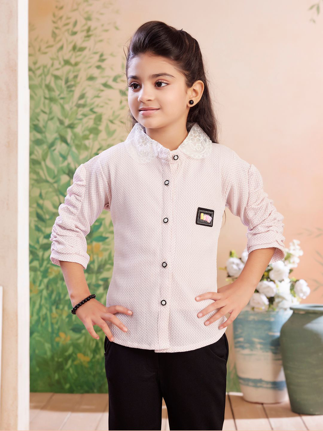 BAESD Girls Self Design Shirt with Capris