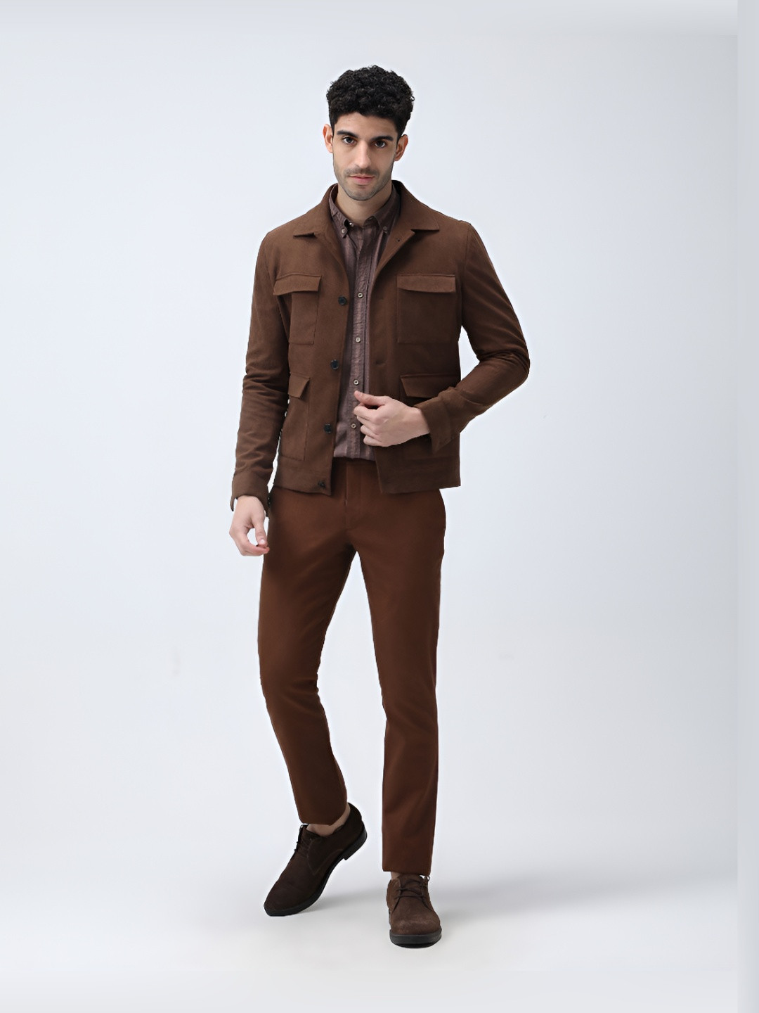 BARE BROWN Corduroy Spread Collar Shacket