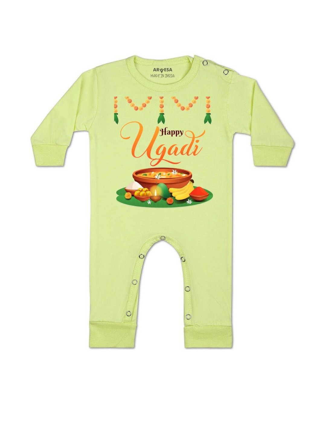 Happy Ugadi Printed Baby Rompers
