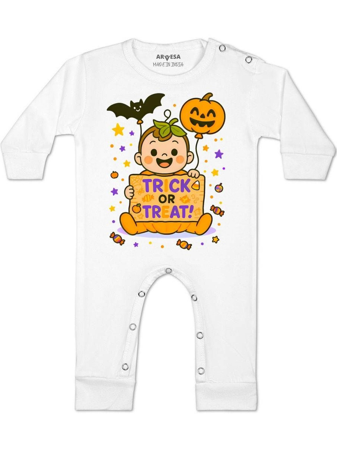 Trick or Treat Printed Baby Rompers