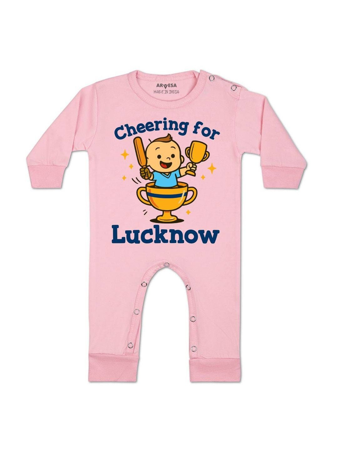 Cheering For Lucknow Printed Baby Rompers
