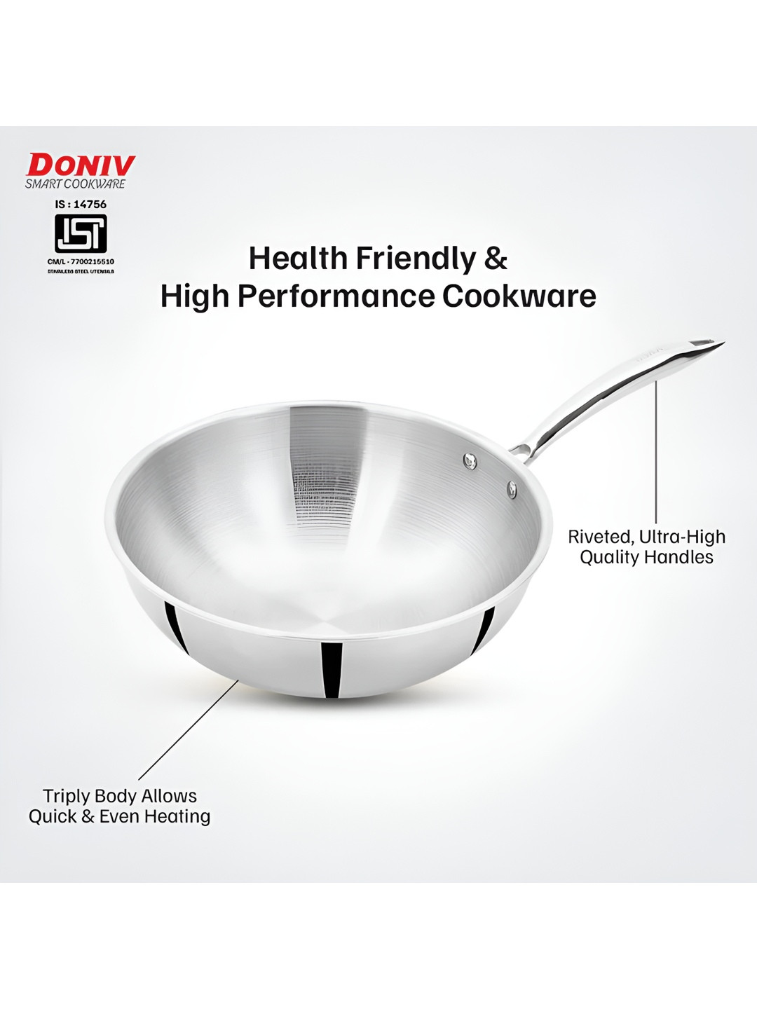 Myntra Elegant Homes X DONIV Induction Base Stainless Steel Kadhai & Wok