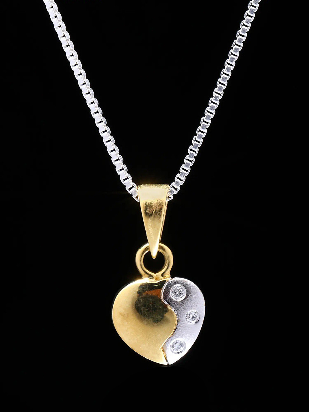 Exotic India Women 18 K Gold-Plated Heart Shaped Diamond Valentine Pendant