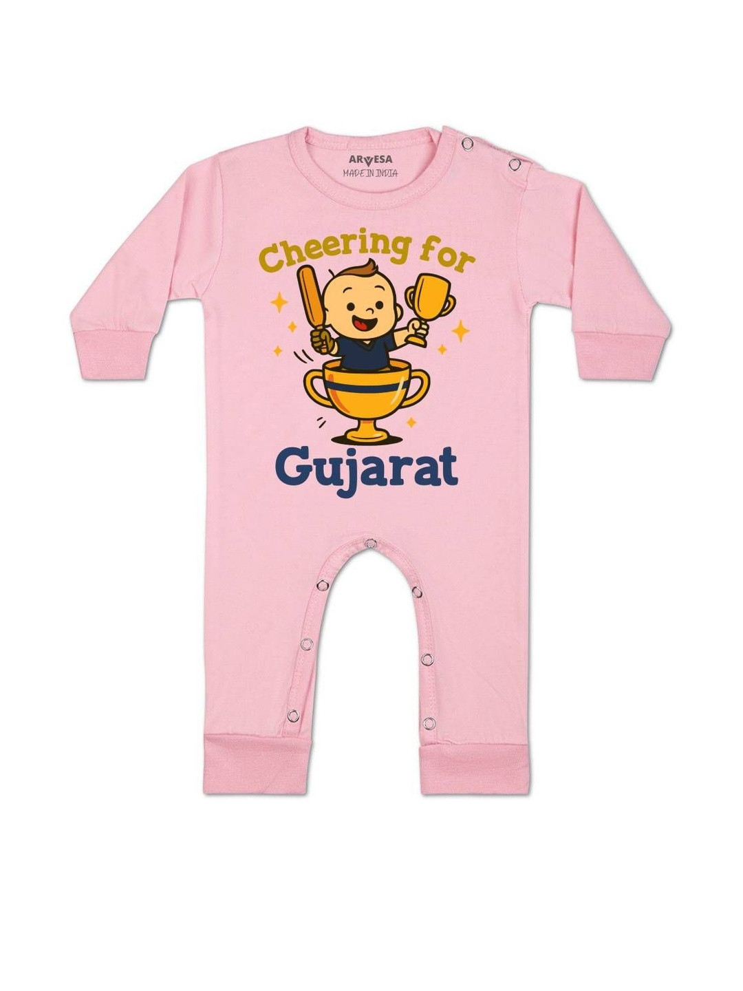 Cheering For Gujarat Printed Baby Rompers