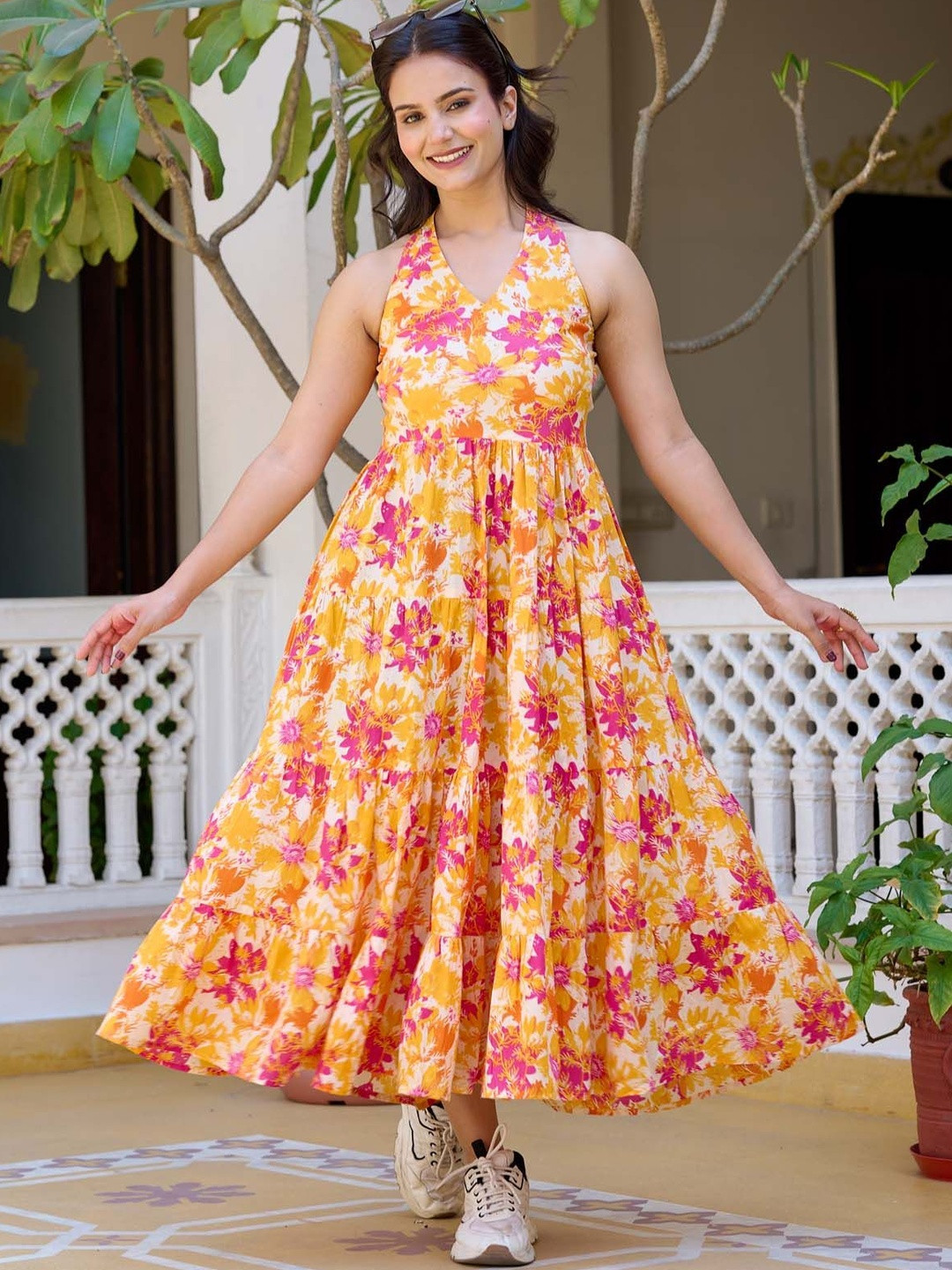 SZN Women Floral Printed Halter Neck Dress