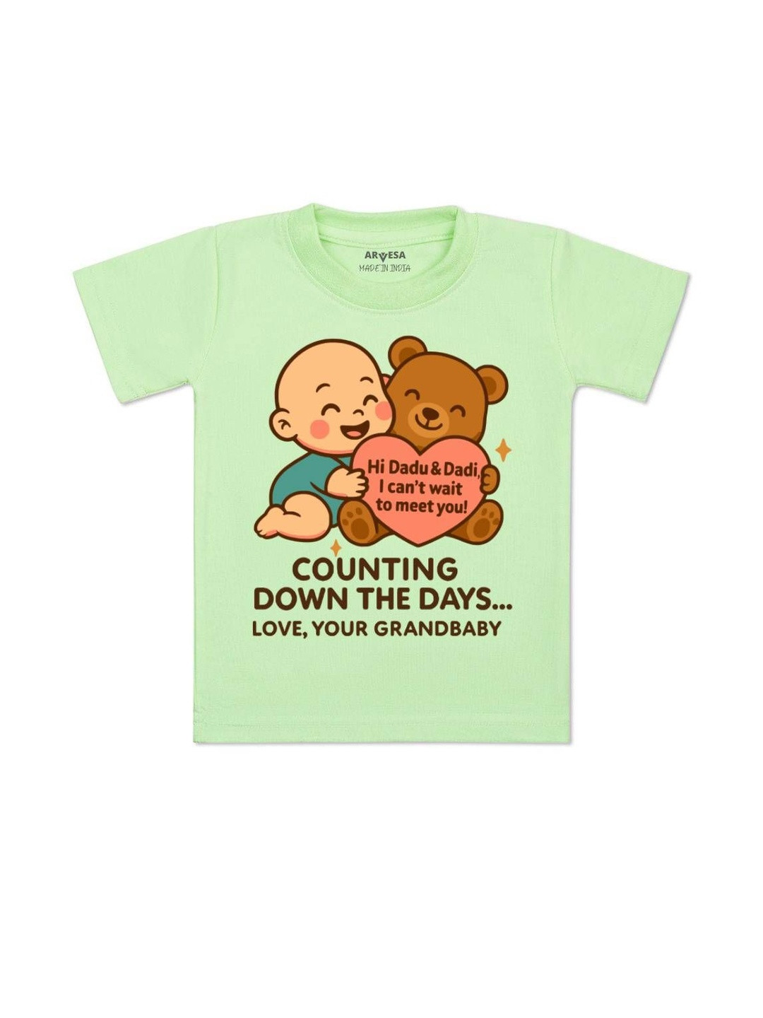 Dadu Dadi Cant Wait To Meet You Printed Kids Tshirt