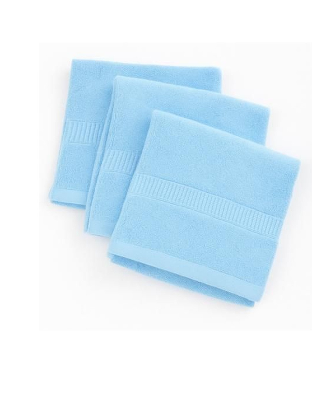 Dollar Pack Of 3 Blue Solid Face Towels