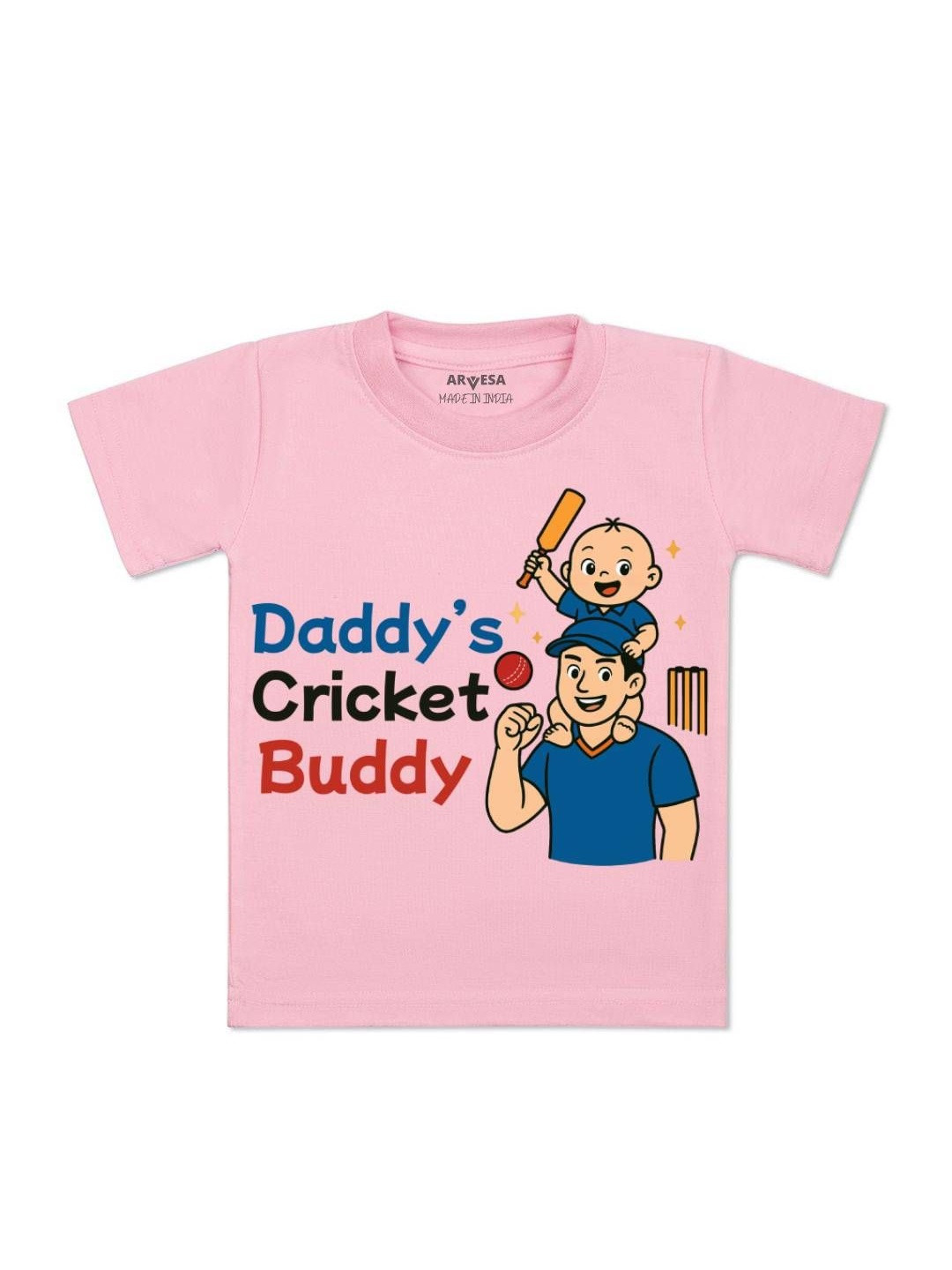 Daddy Cricket Buddy Printed Kids Tshirt