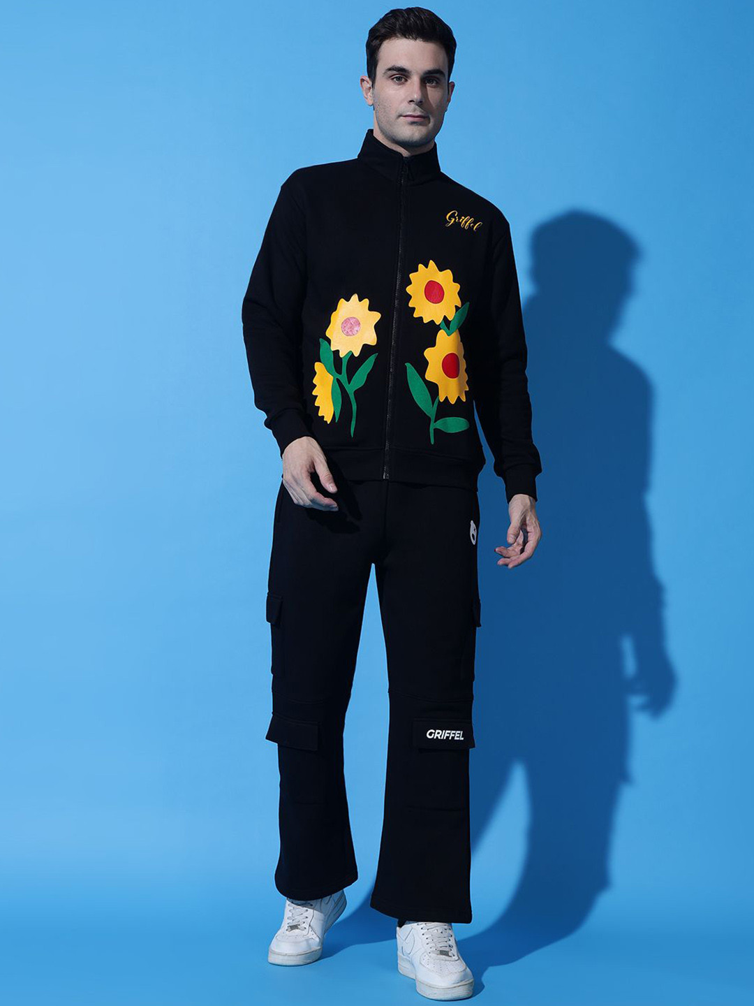 GRIFFEL Floral Printed Pure Cotton Oversized Tracksuit