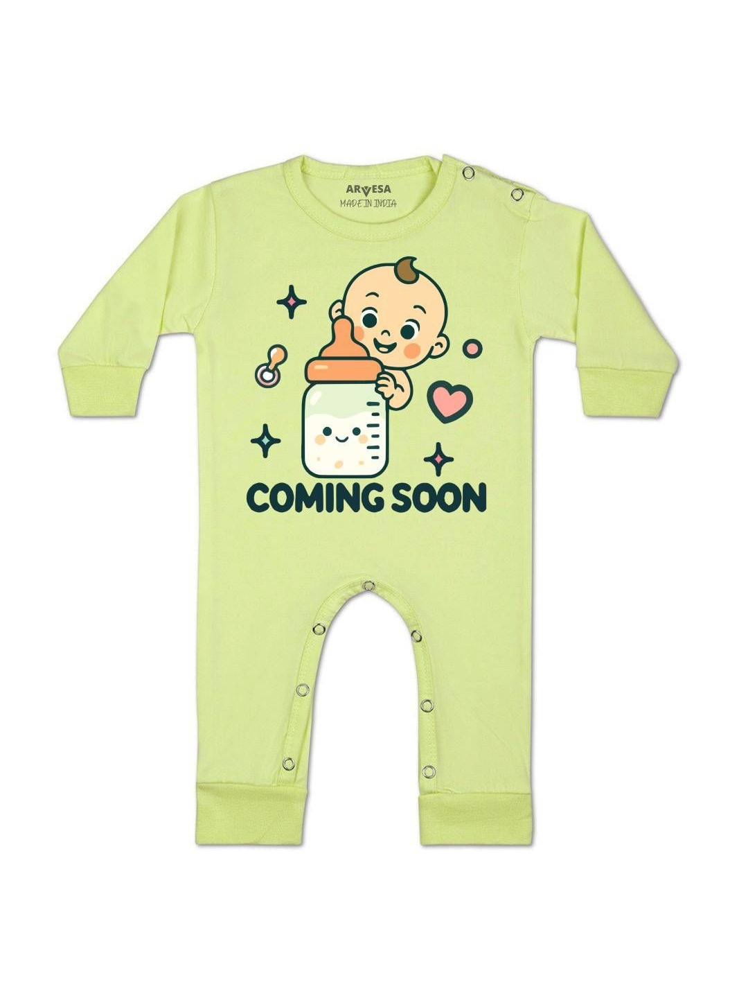 Arvesa Kids Coming Soon Printed Round Neck Rompers