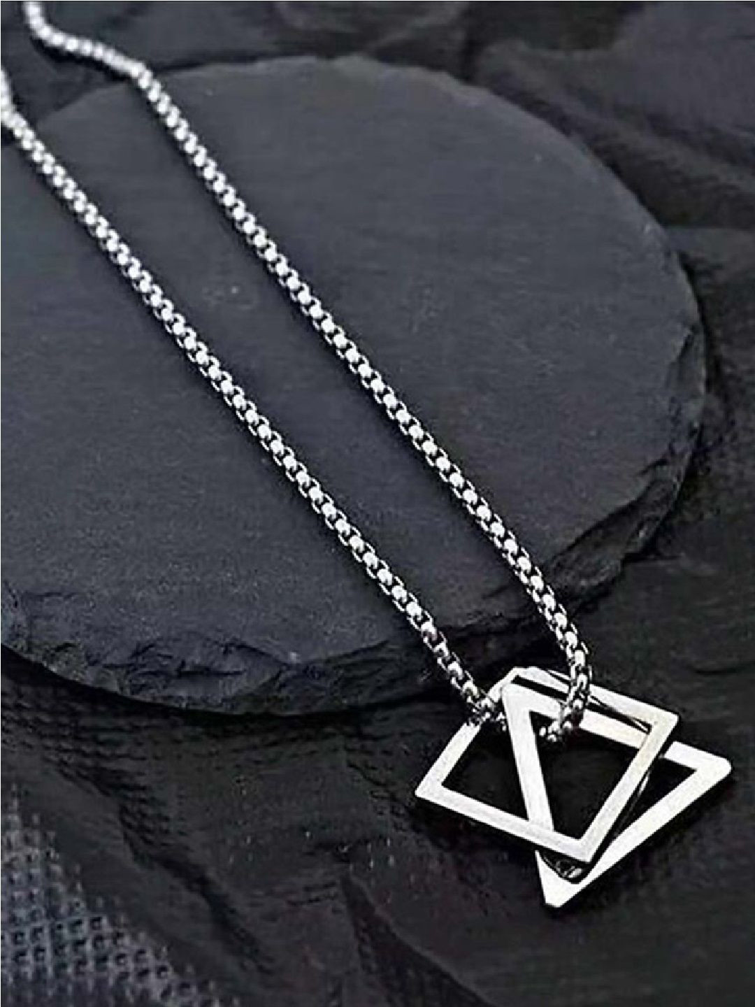 WHITECRAFT Silver-Plated Triangle Square Pendant With Chain