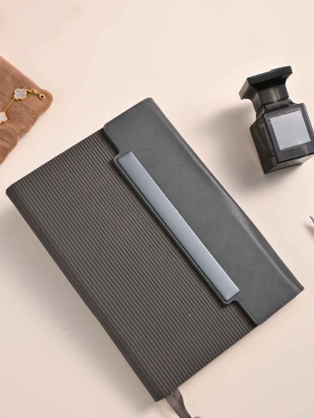 SWISS HORN Striped Cover Diary With Coin Bookmark