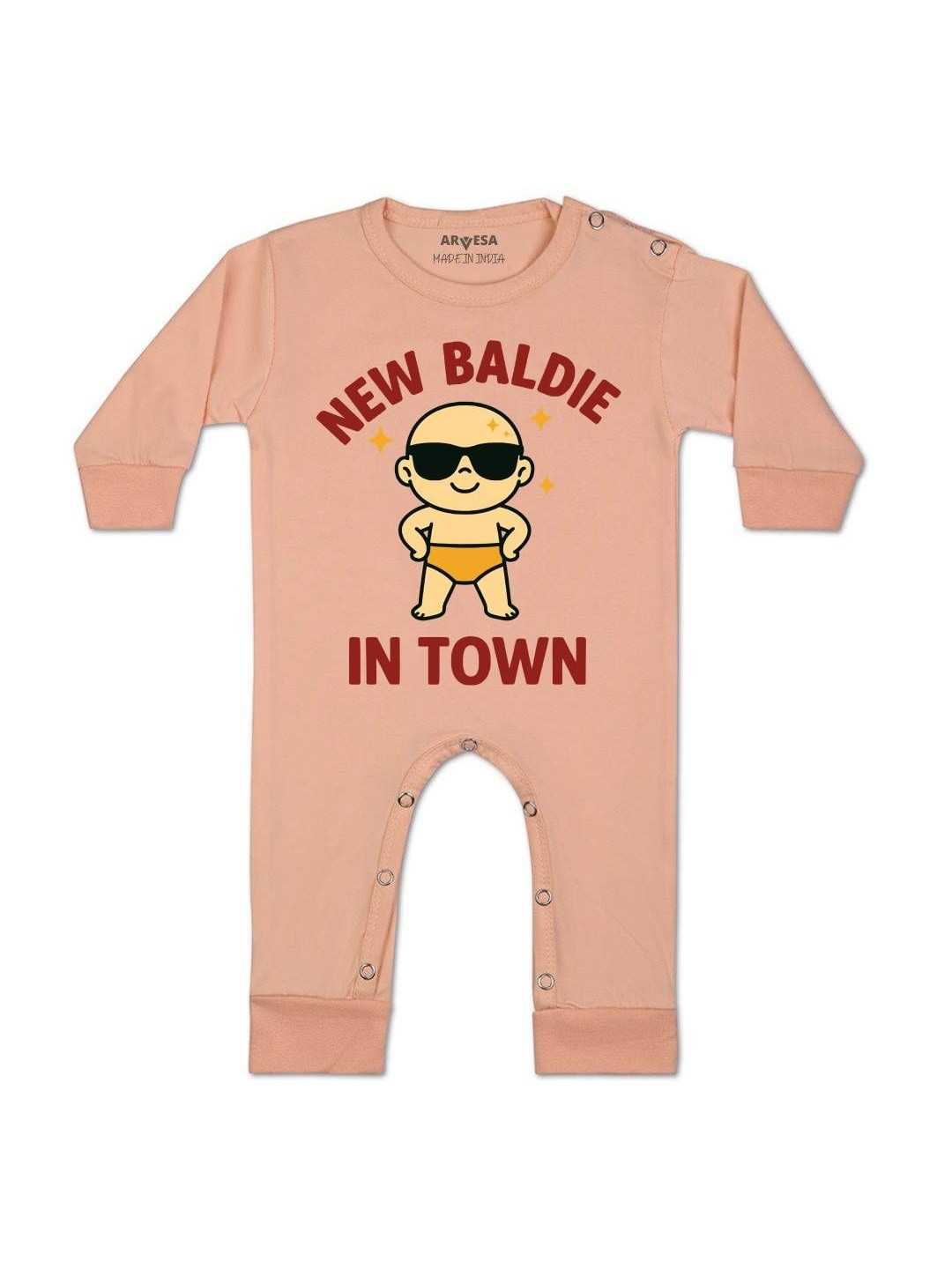 New Baldie in The Town Printed Baby Rompers