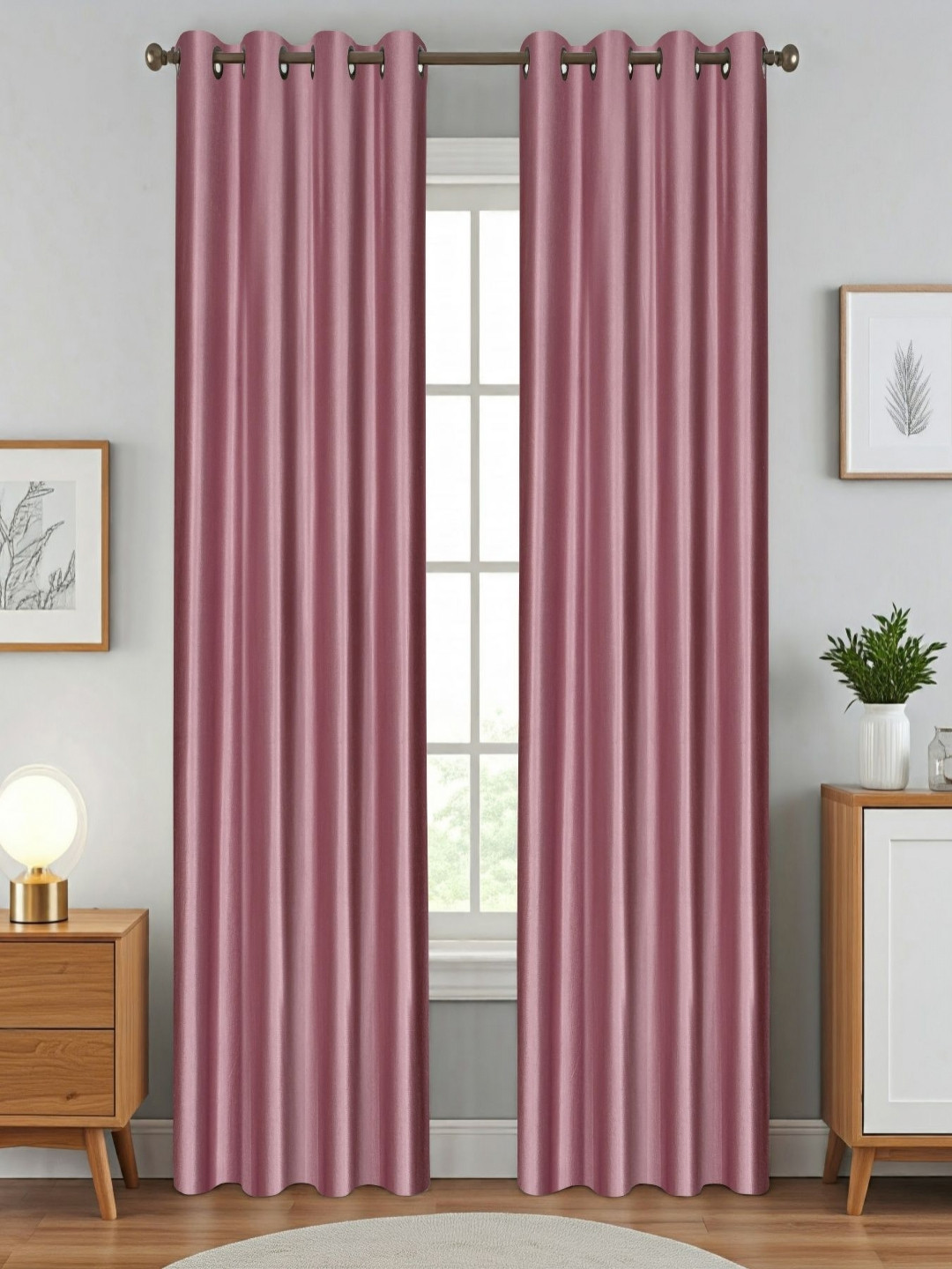 Homefab India Burgundy 2 Pieces Door Curtains