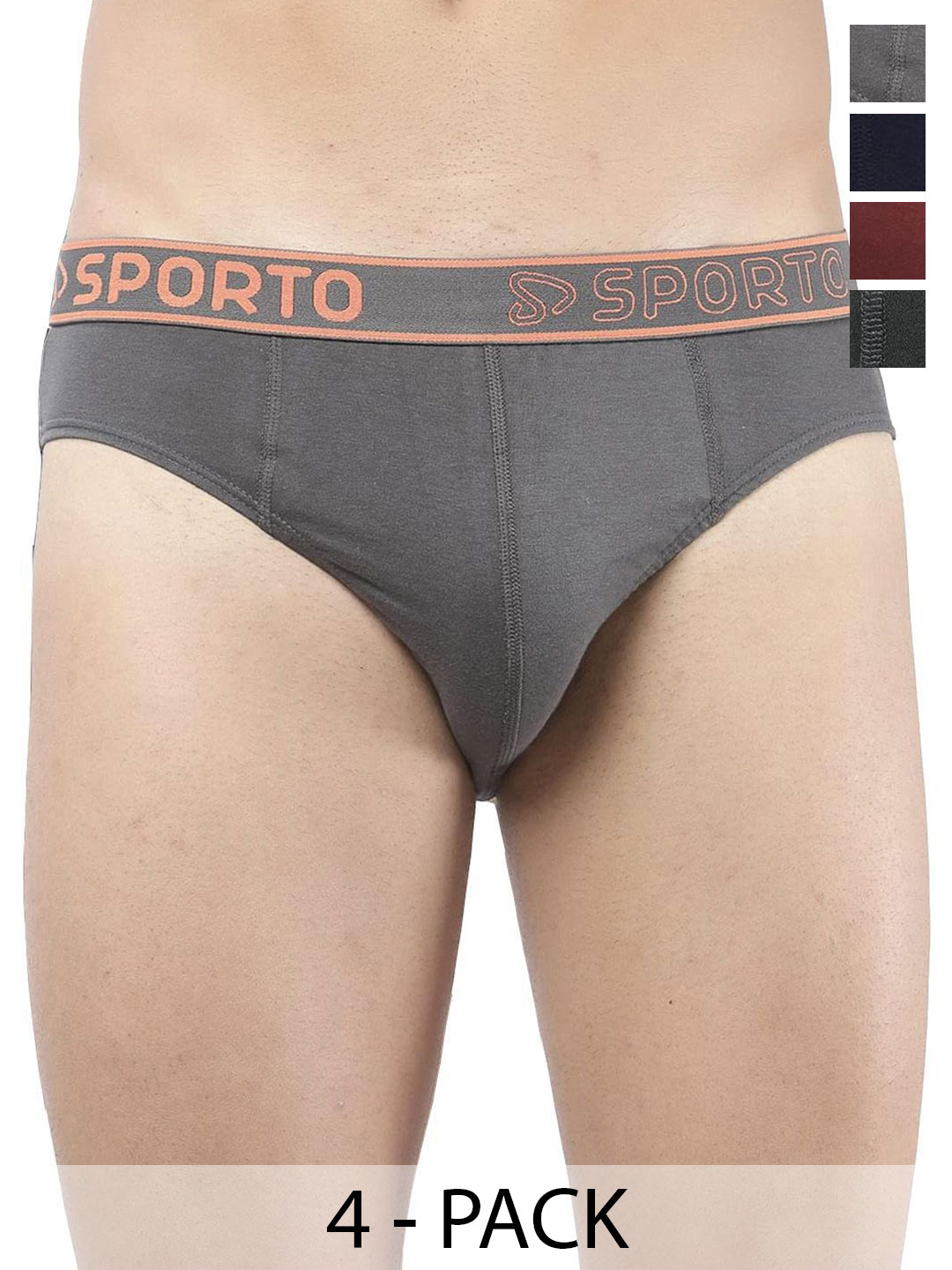 Sporto by Macho Pack Of 4 Men Brand Logo Low-Rise Basic Briefs