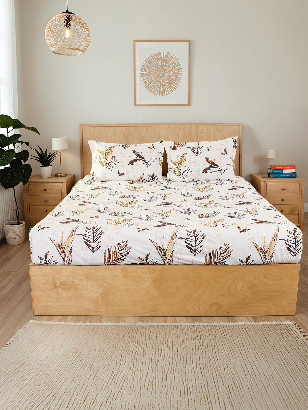 House This Vanam Floral 180 TC Cotton King Bedsheet with 2 Pillow Covers