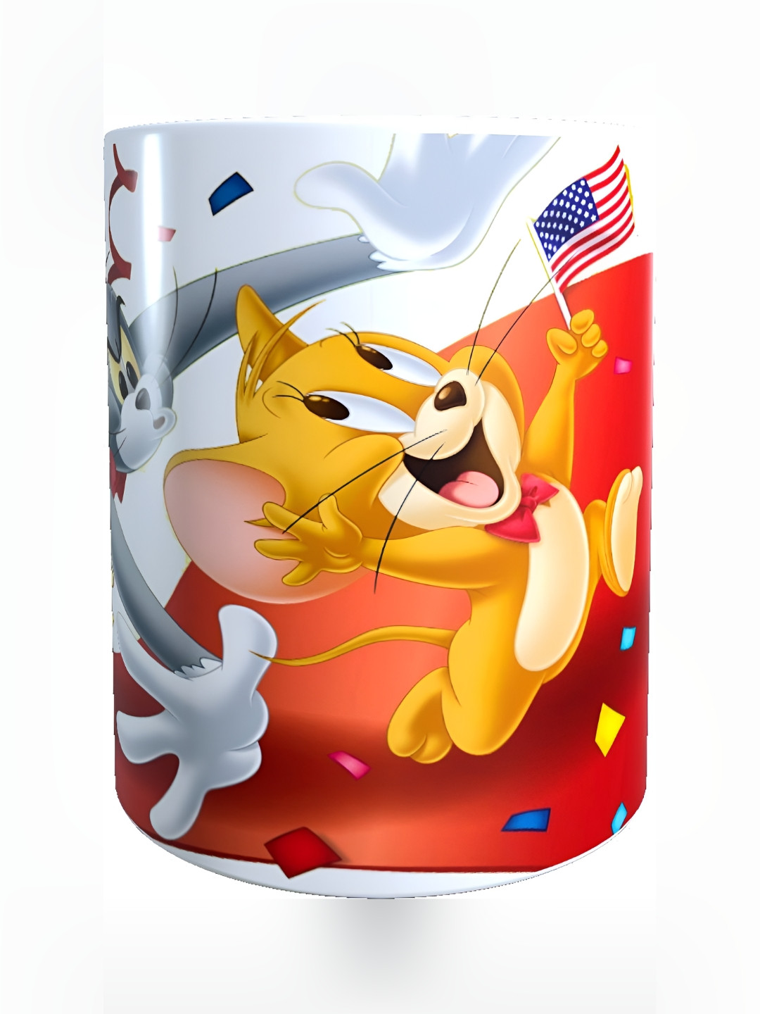 Mr UVD White & Red Jerry Printed Ceramic Glossy Mug - 350 ml