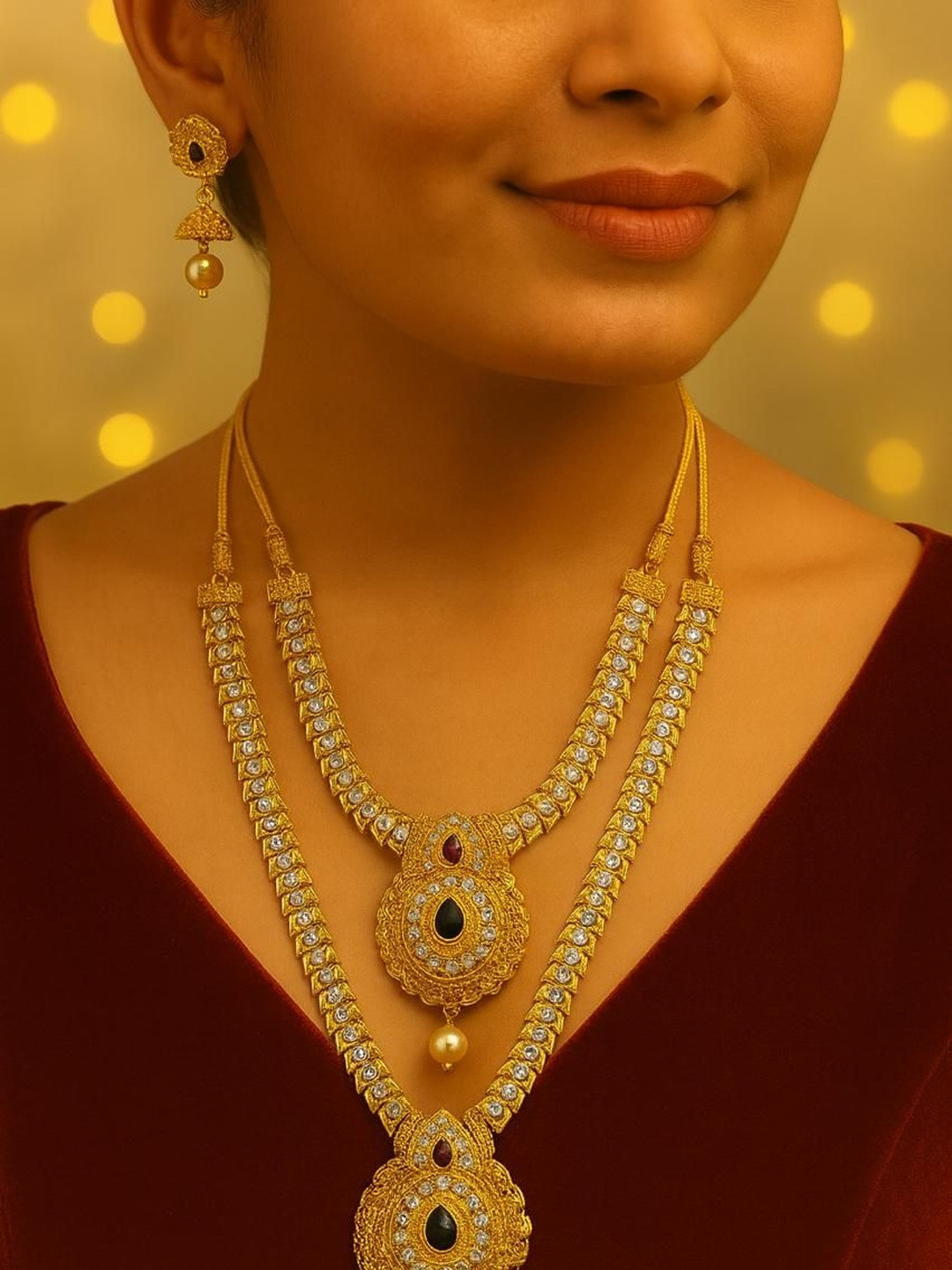 SAT KAIVAL FASHION Gold-Plated Necklace and Earrings