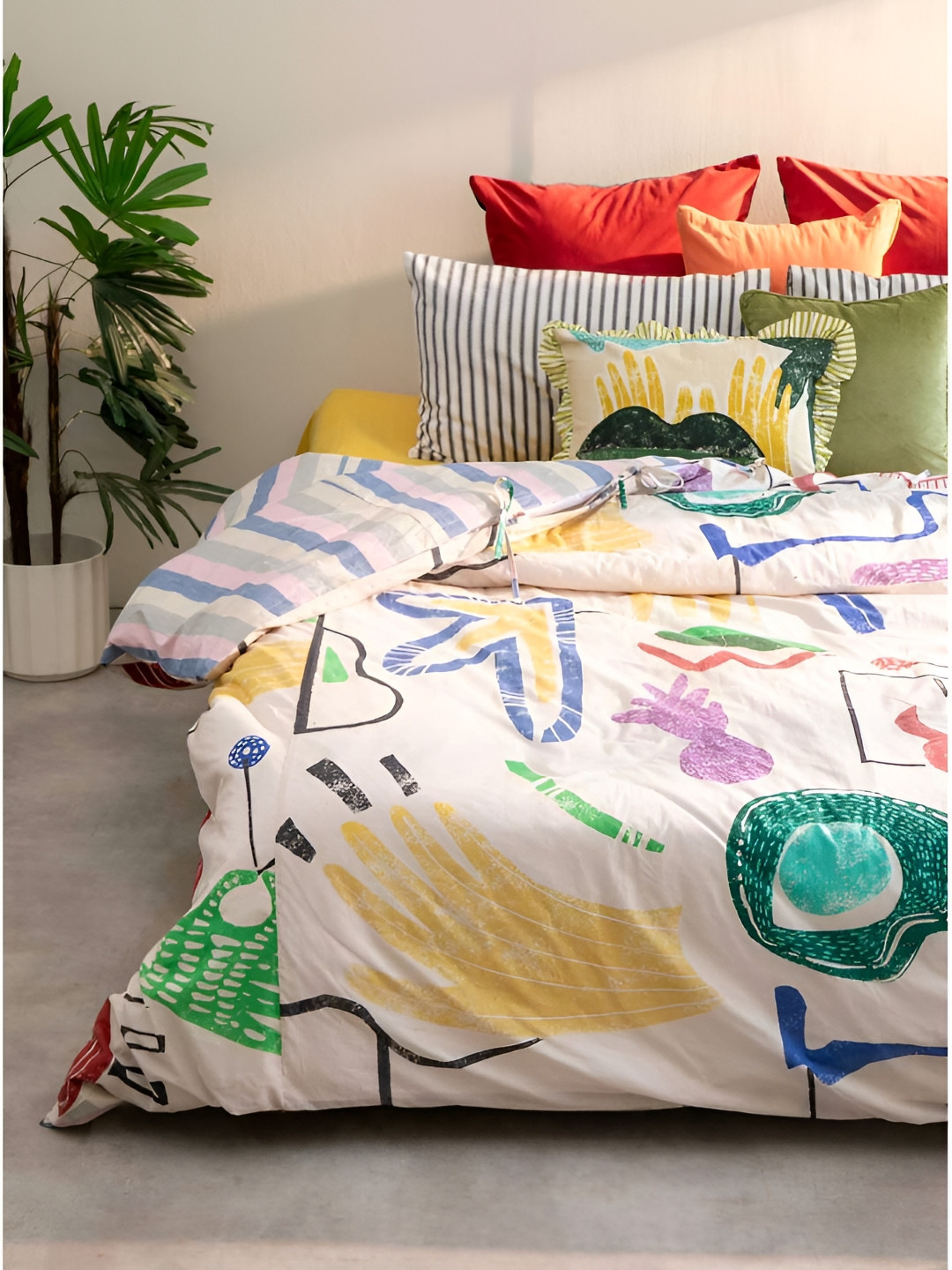 FREEDOM TREE Face To Face White & Blue Printed Single Duvet Cover