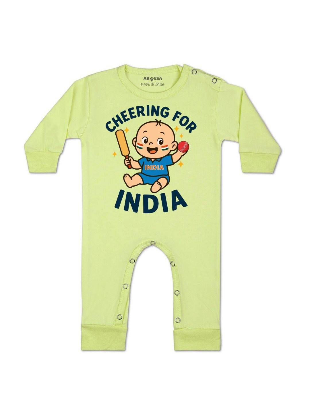 Cheering For India Printed Baby Rompers