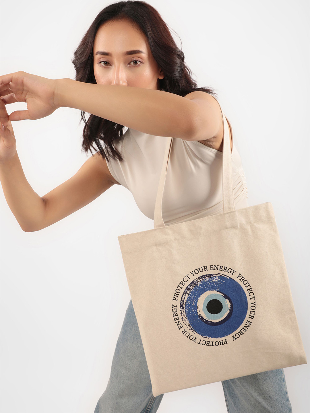 earthbags Women Evil Eye Shopper Tote Bag