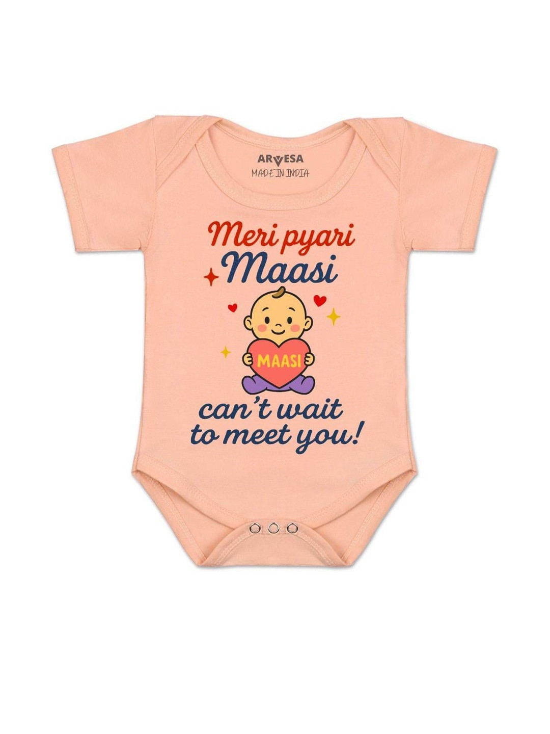 Arvesa Kids-Unisex Peach Cotton Rompers