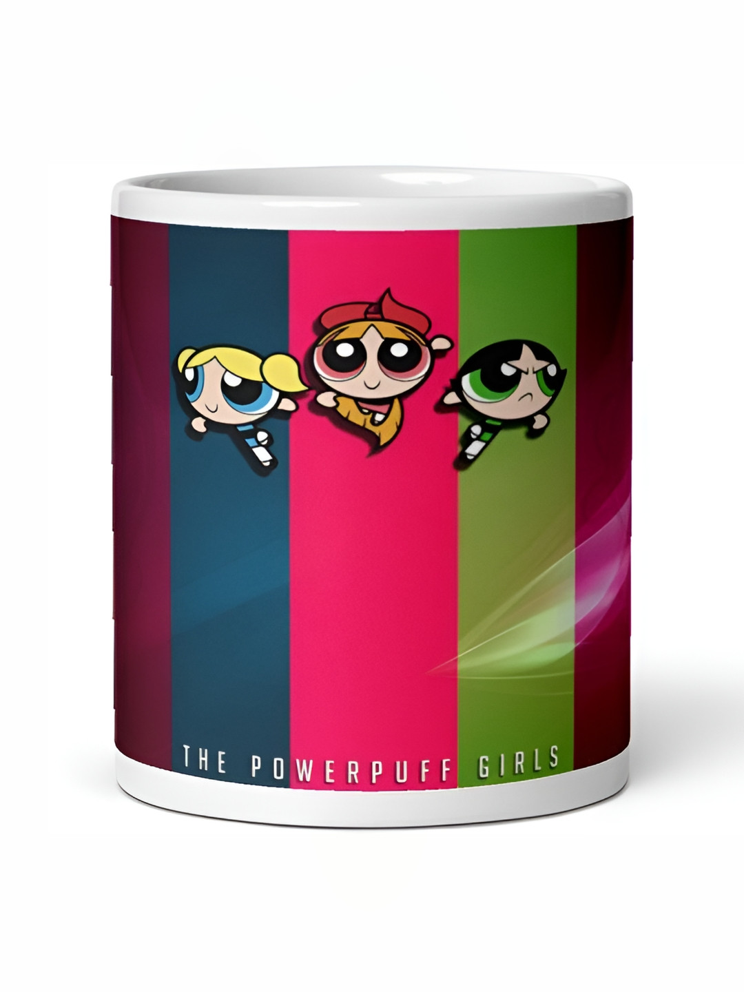 Mr UVD White & Pink The Powerpuff Girls Printed Ceramic Glossy Mug - 350 ml