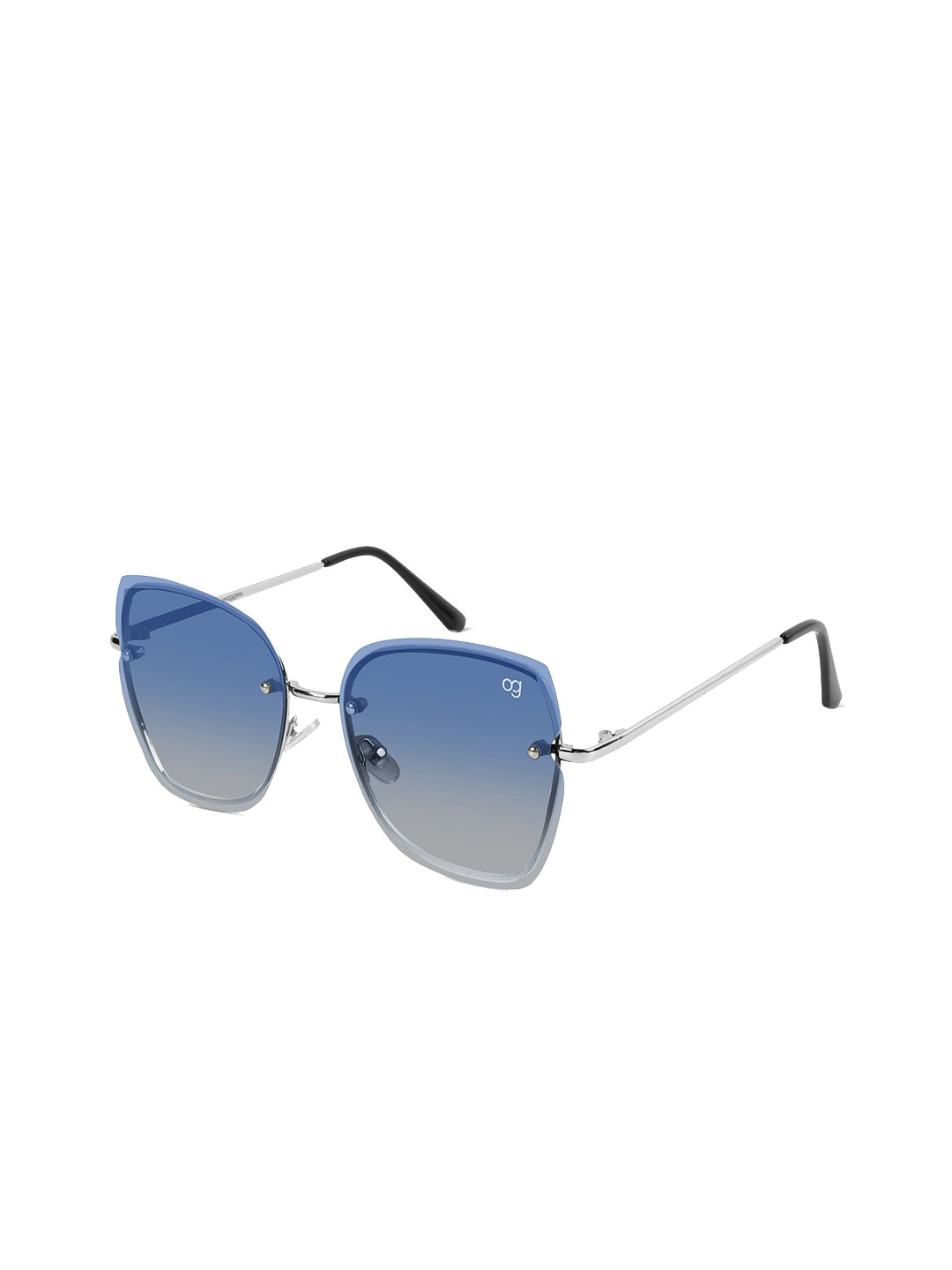 Woggles Unisex Blue Lens & Silver Toned Cateye Sunglasses with UV Protected Lens