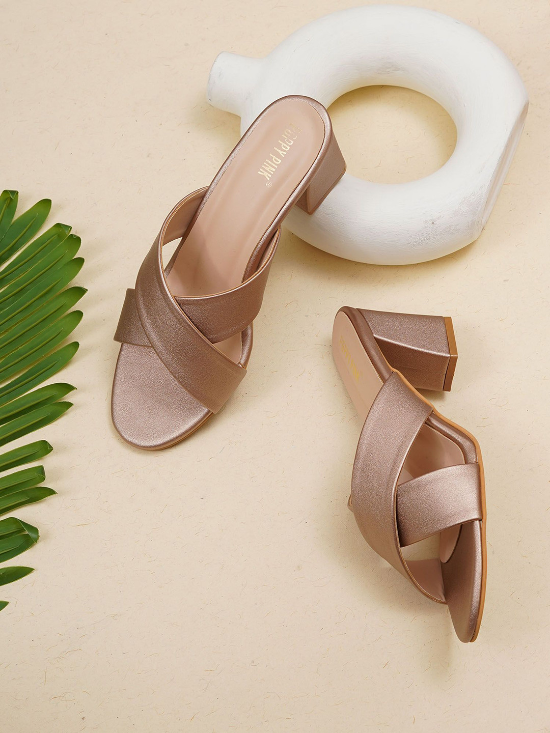 POPPYPINK Womens Solid Block Pumps