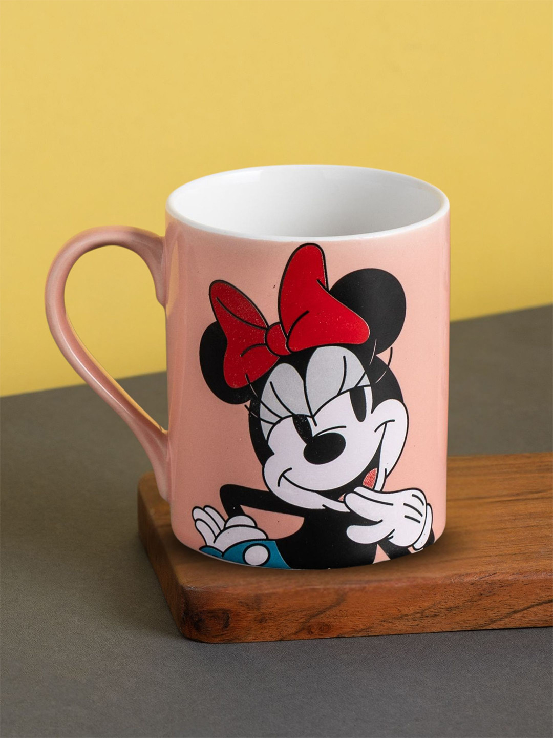 CLAY CRAFT Official Disney Mug Minnie Mouse Red Bow Print Fine Ceramic Coffee Mug - 360ml