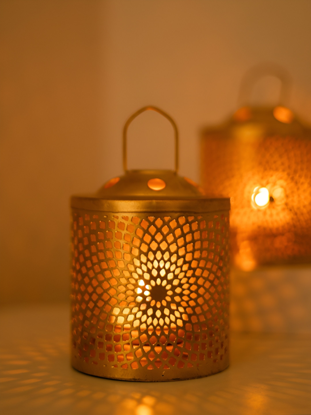 The Zappy Box Gold-Toned Metal Lantern Candle Holder