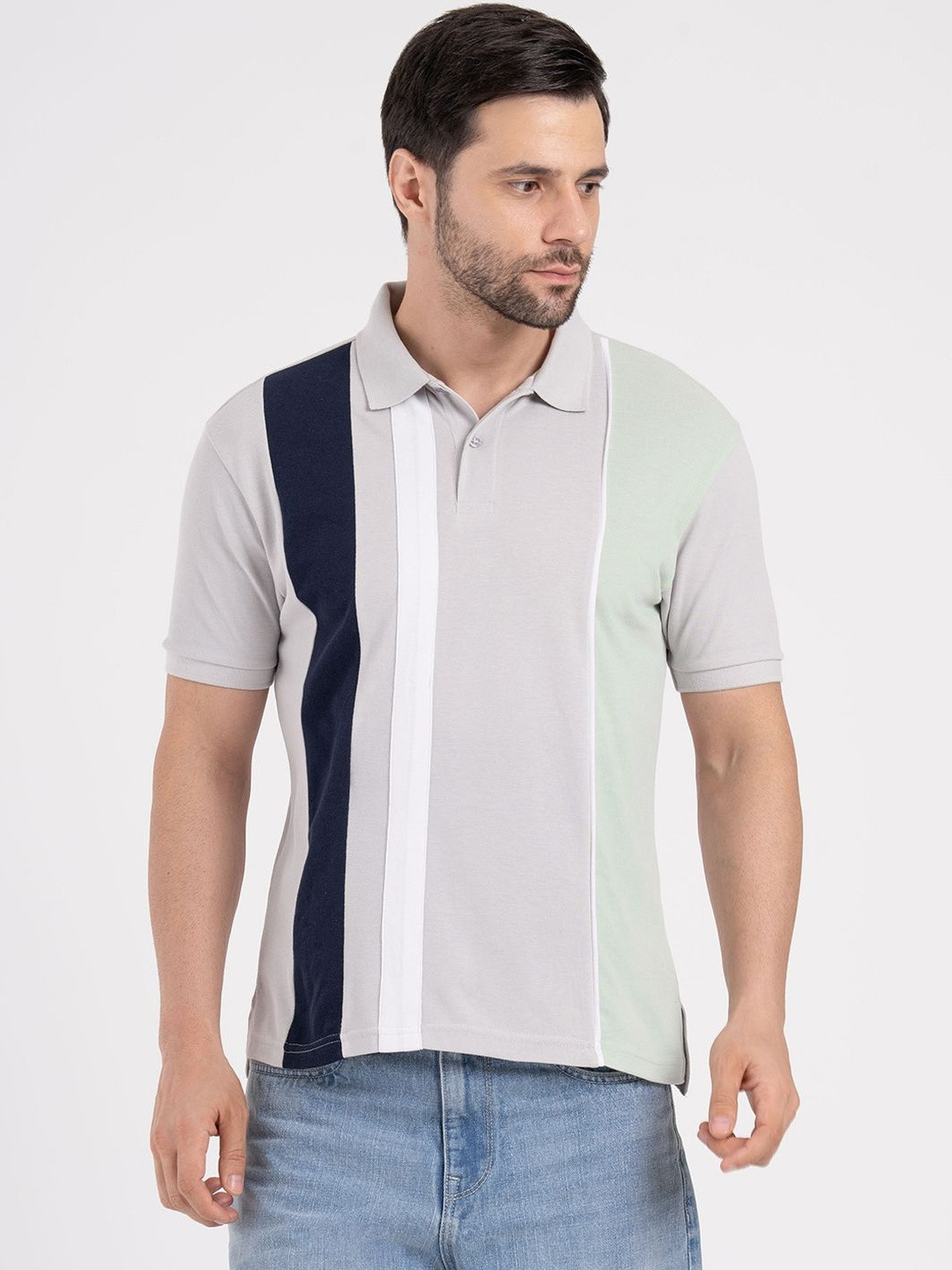 Red Tape Men Colourblocked Polo Collar T-shirt