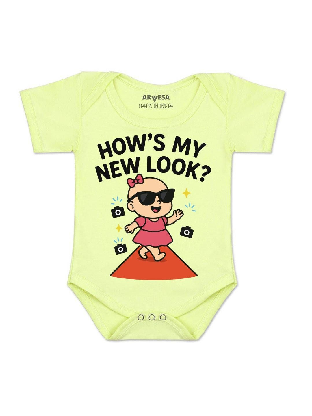Arvesa Kids How's My New Look Printed Round Neck Bodysuit