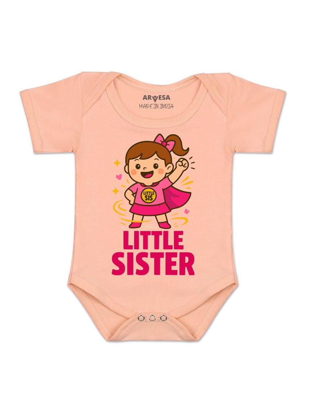 Arvesa Kids Little Sister Printed Envelope Neck Rompers