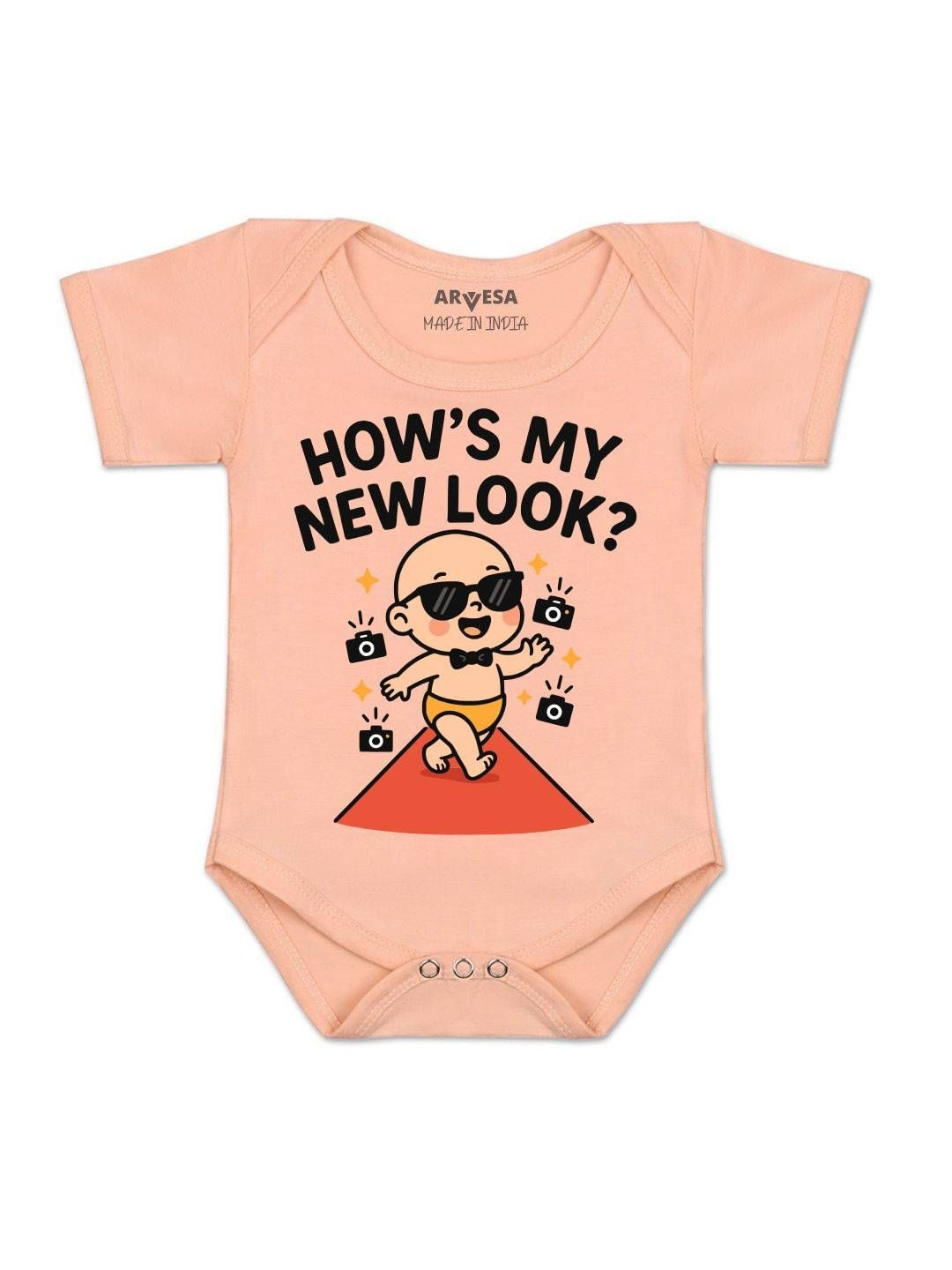 Arvesa Kids-Unisex Peach Cotton Rompers