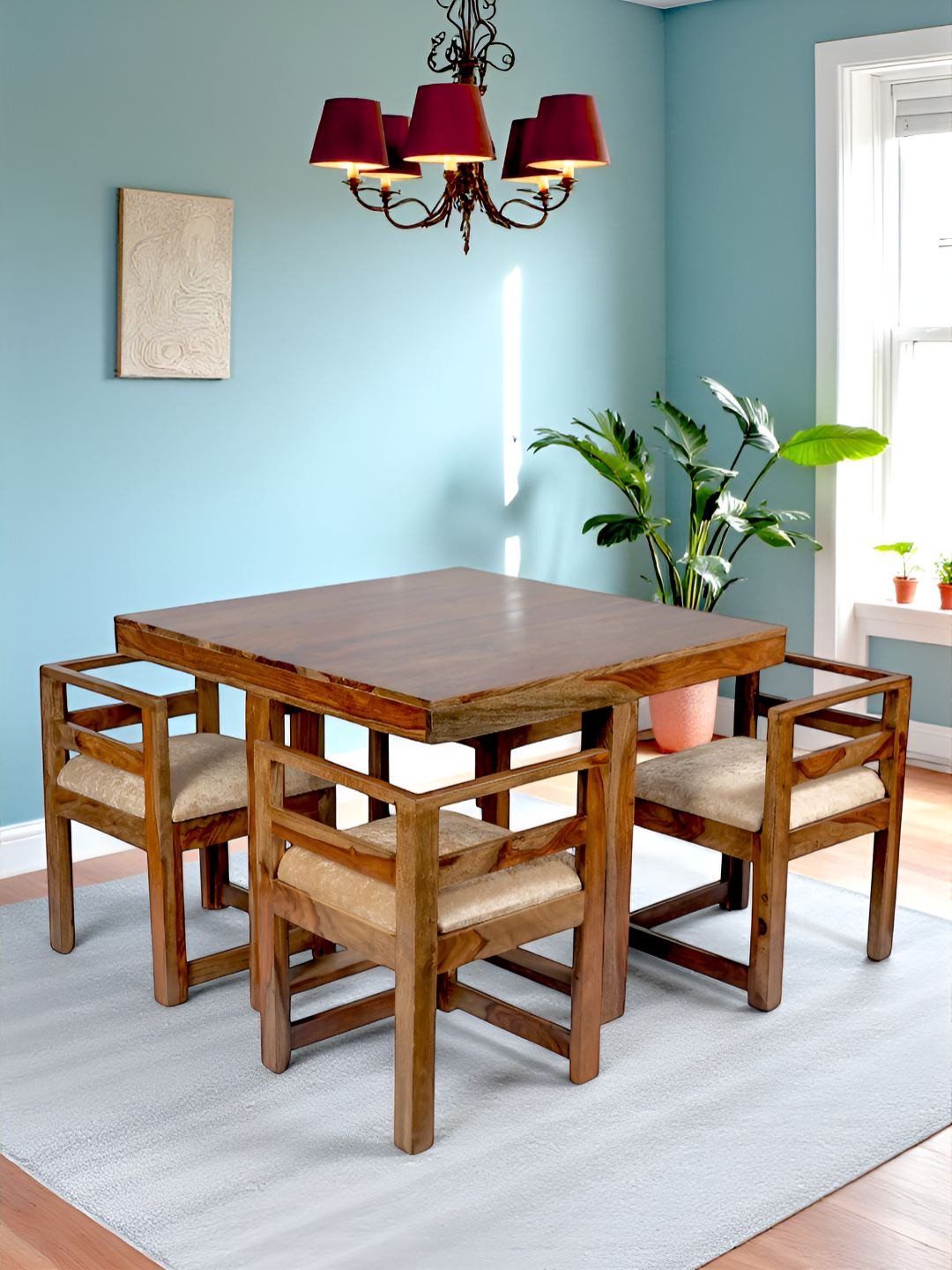 Ikiriya 4 Pieces Brown Wooden Dining Chairs