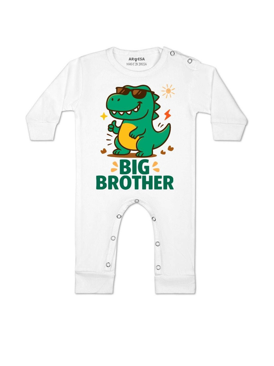 Arvesa Kids Big Brother Printed Cotton Baby Rompers