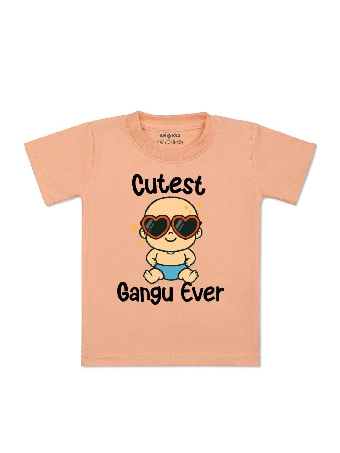 Arvesa Kids Round Neck Graphic Cutest Ganju Ever Printed Cotton T-shirt