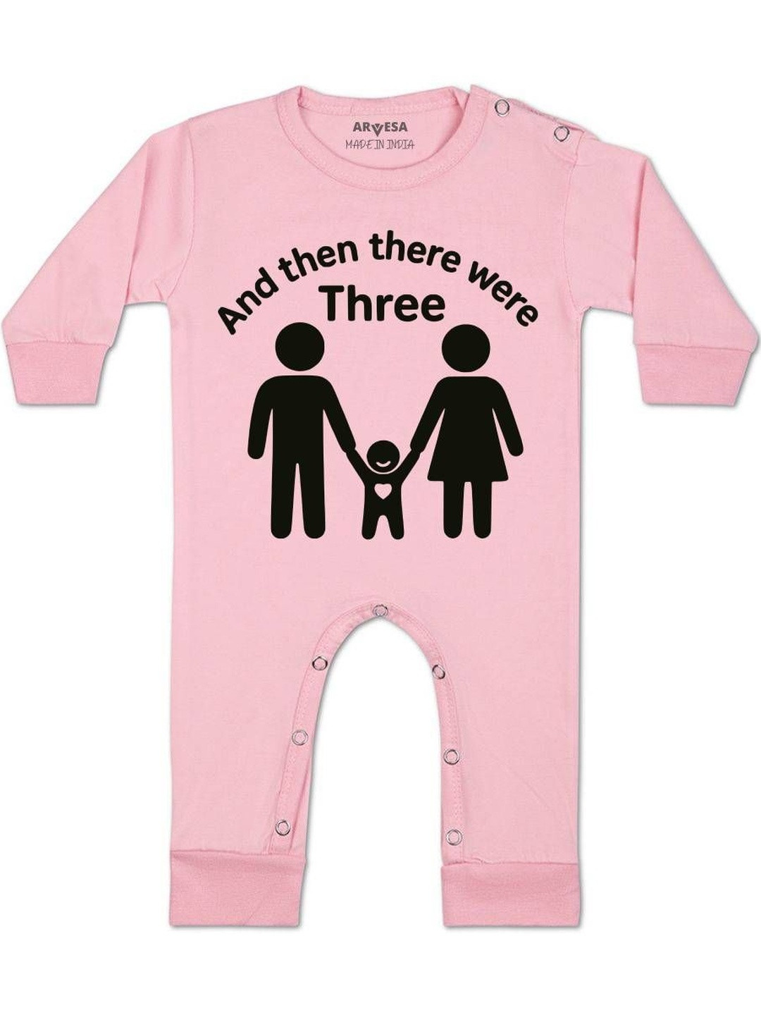 And Then There Were Three Printed Baby Rompers