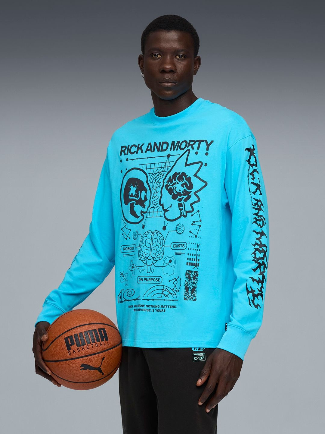 PUMA Hoops x Rick and Morty Men Typography Printed Cotton T-shirt