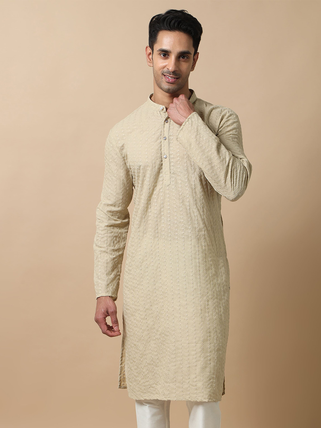 FILORI STUDIO Men Ethnic Motifs Embroidered Festive Pure Cotton Straight Kurta