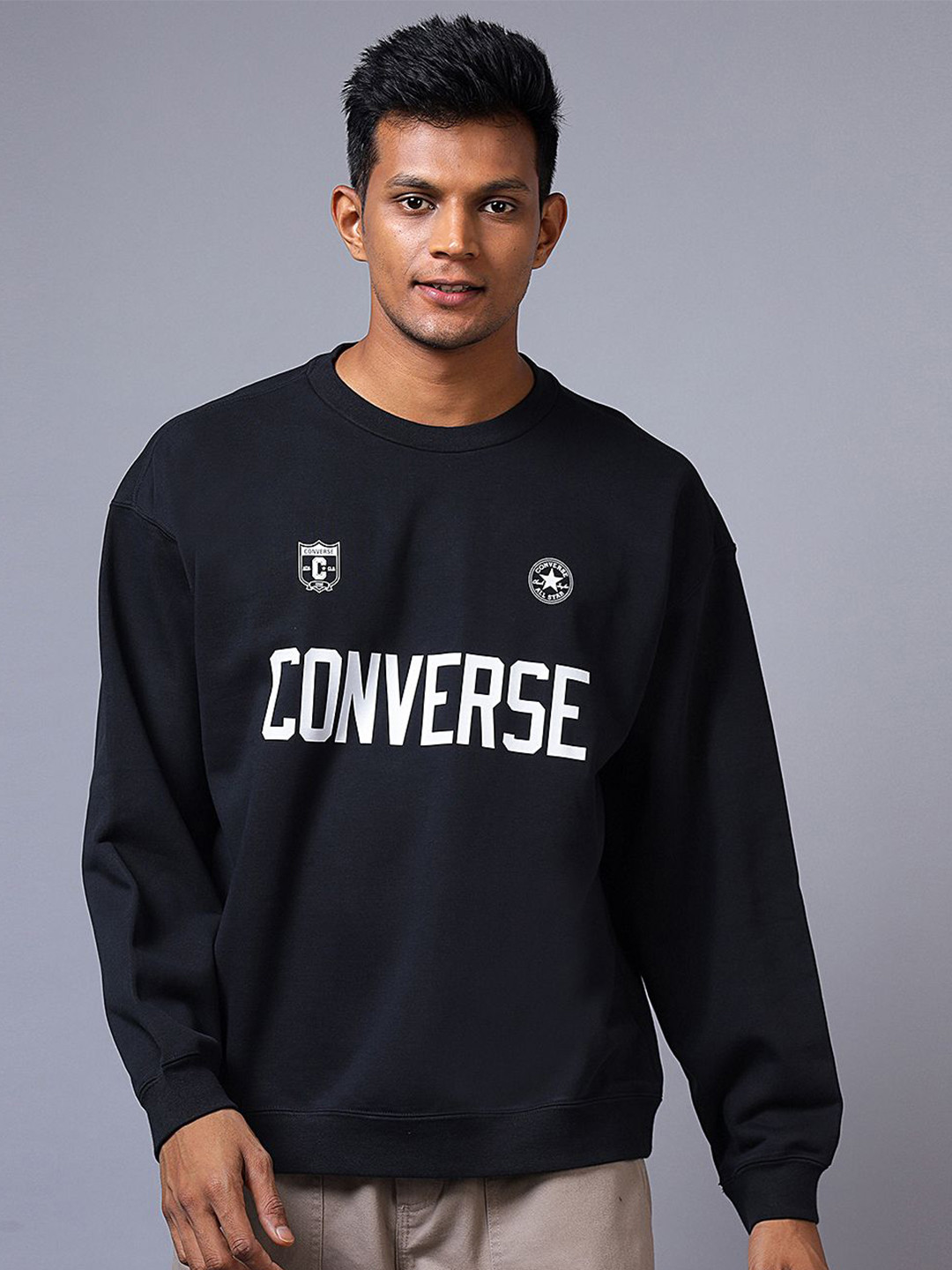 Converse Men Typography Printed Round Neck Long Sleeves Sweatshirt