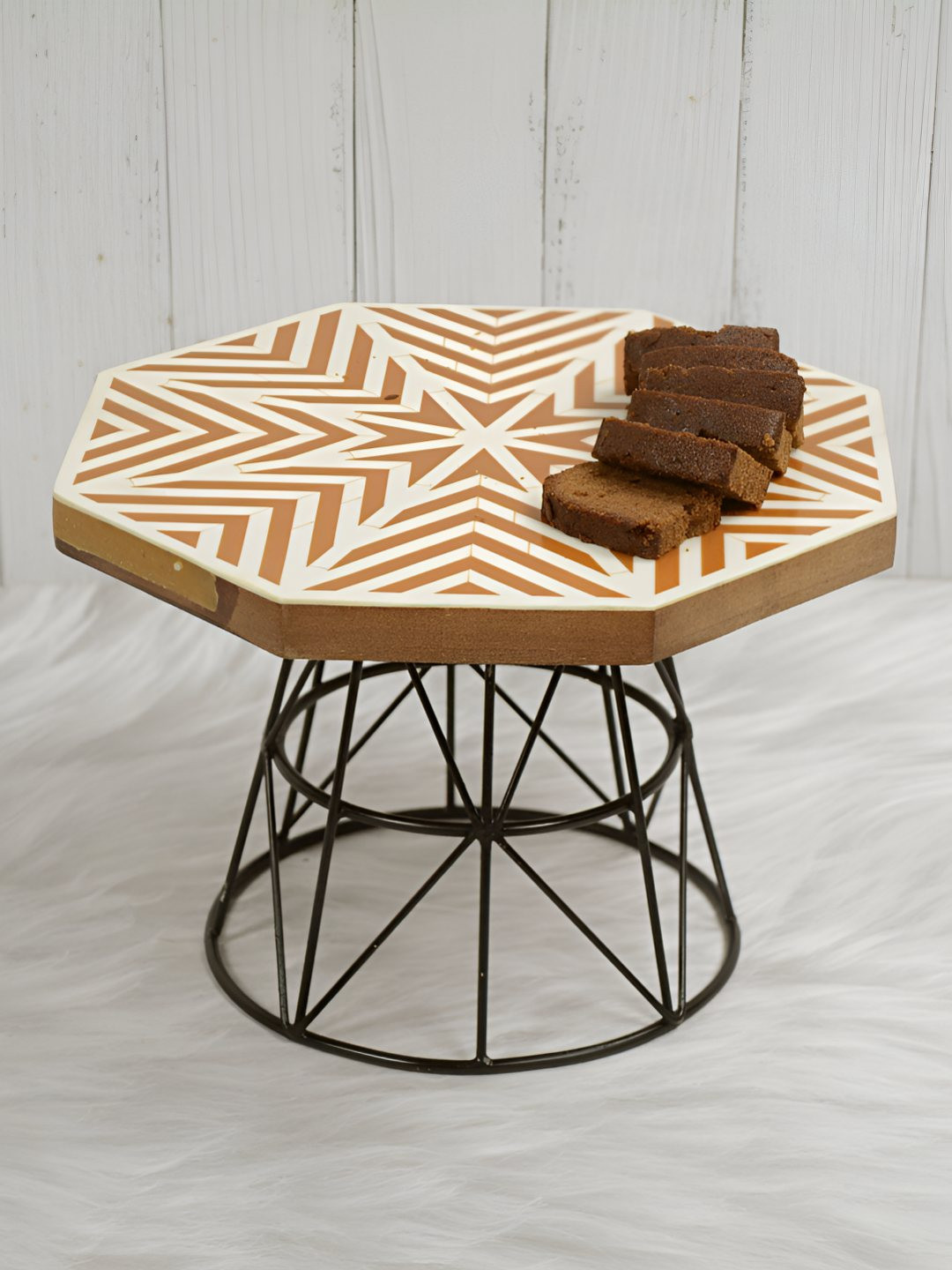 Maison Modern Black And Brown Wooden Easy To Clean Cake Stand