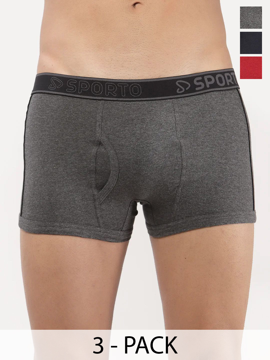 Sporto by Macho Pack Of 3 Mid Rise Short Trunks