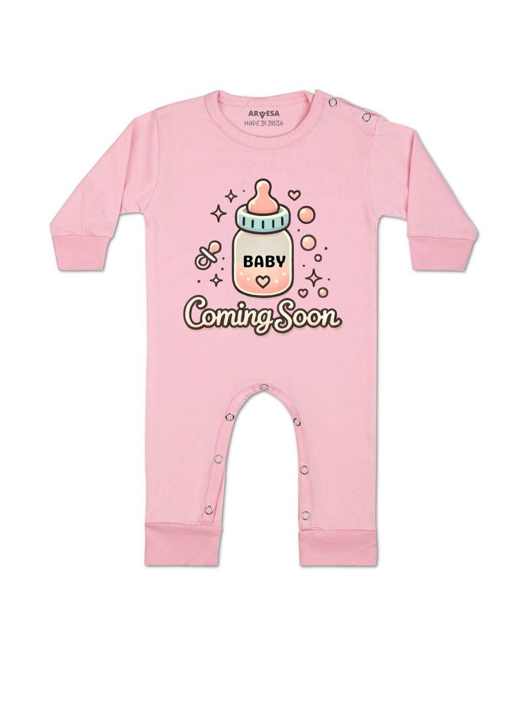 Arvesa Kids Graphic Printed Round Neck Lng Sleeves Cotton Rompers