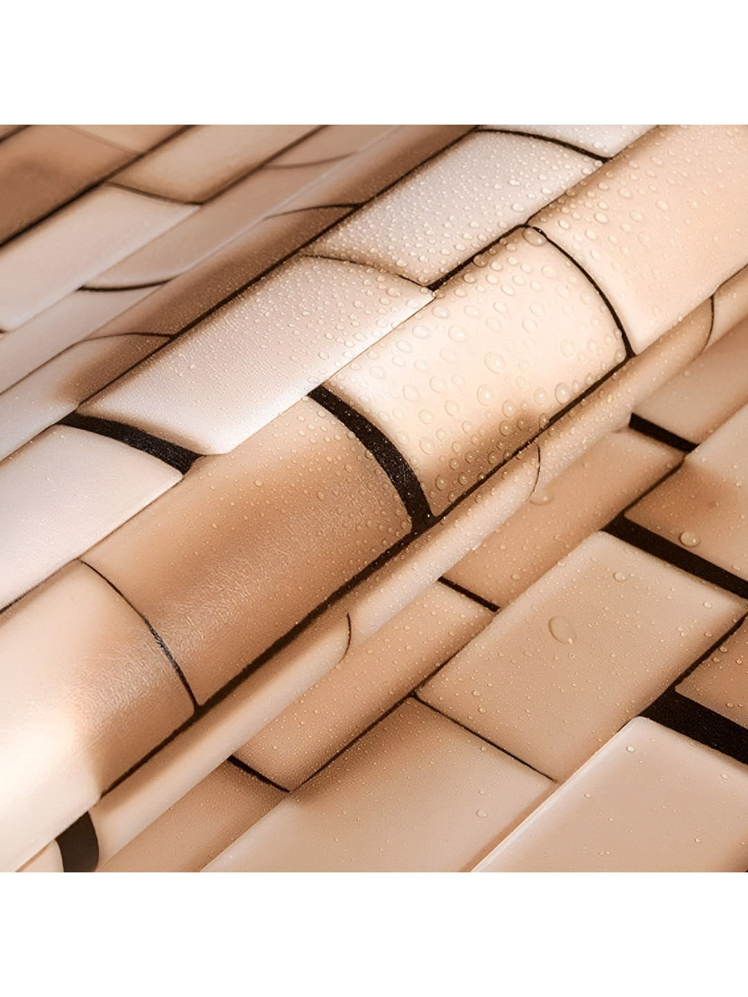 SEKHMET Brown & Off White Brick Printed Wall Sticker