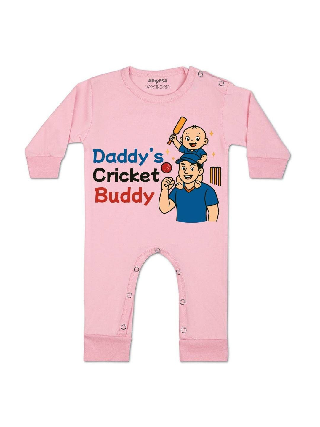 Daddy Cricket Buddy Printed Baby Rompers