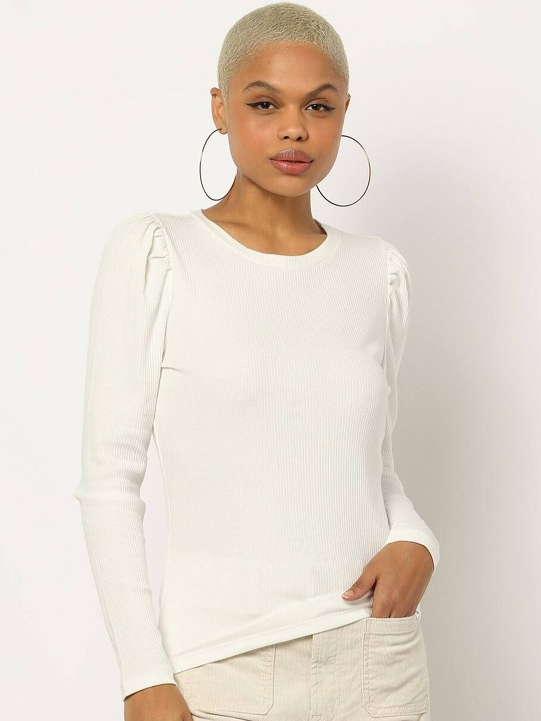 GAP Women Cut Out Detail Crew Neck Top