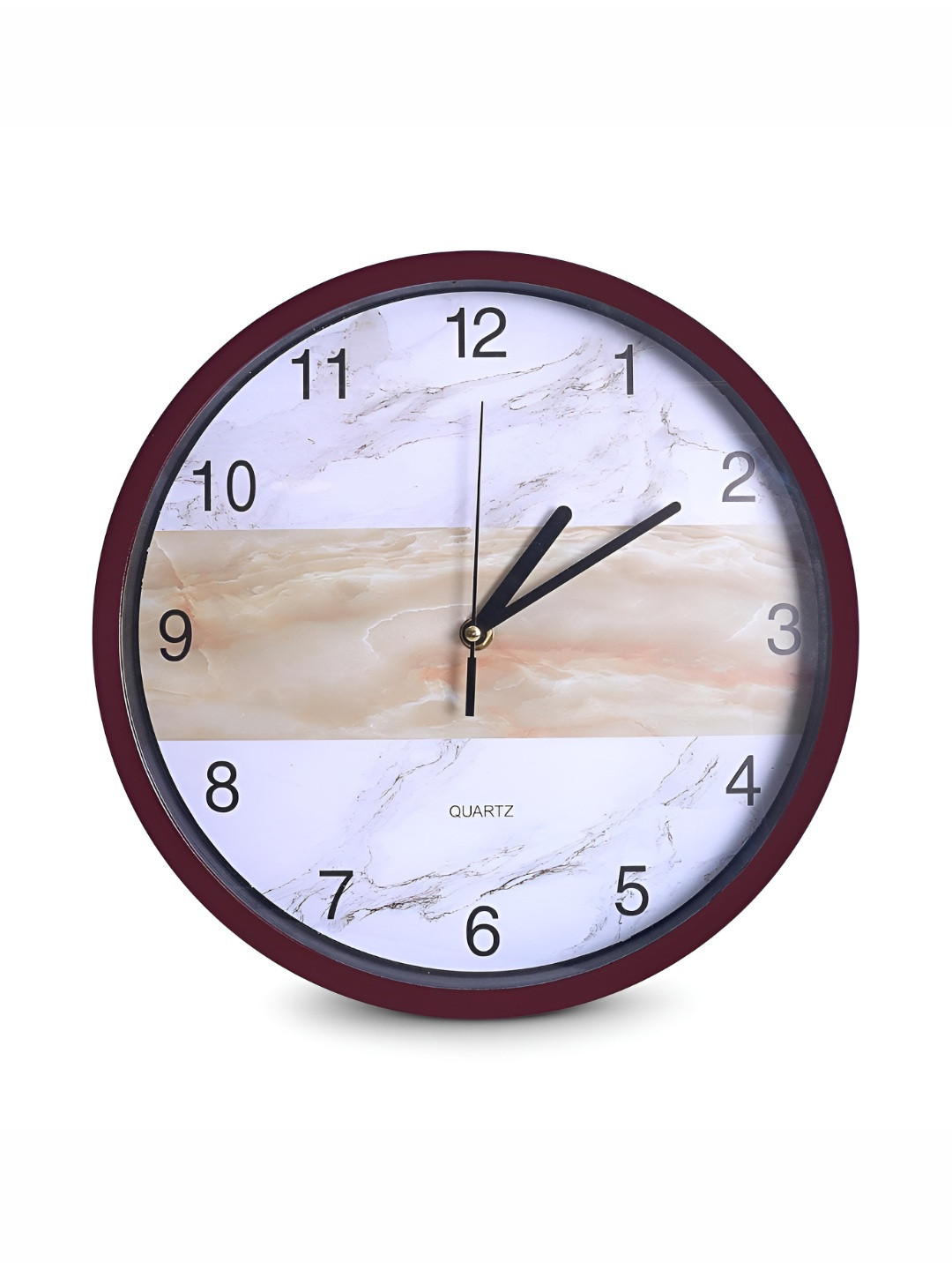 PROKART White & Cream-Coloured Contemporary Round Analogue Glass Wall Clock