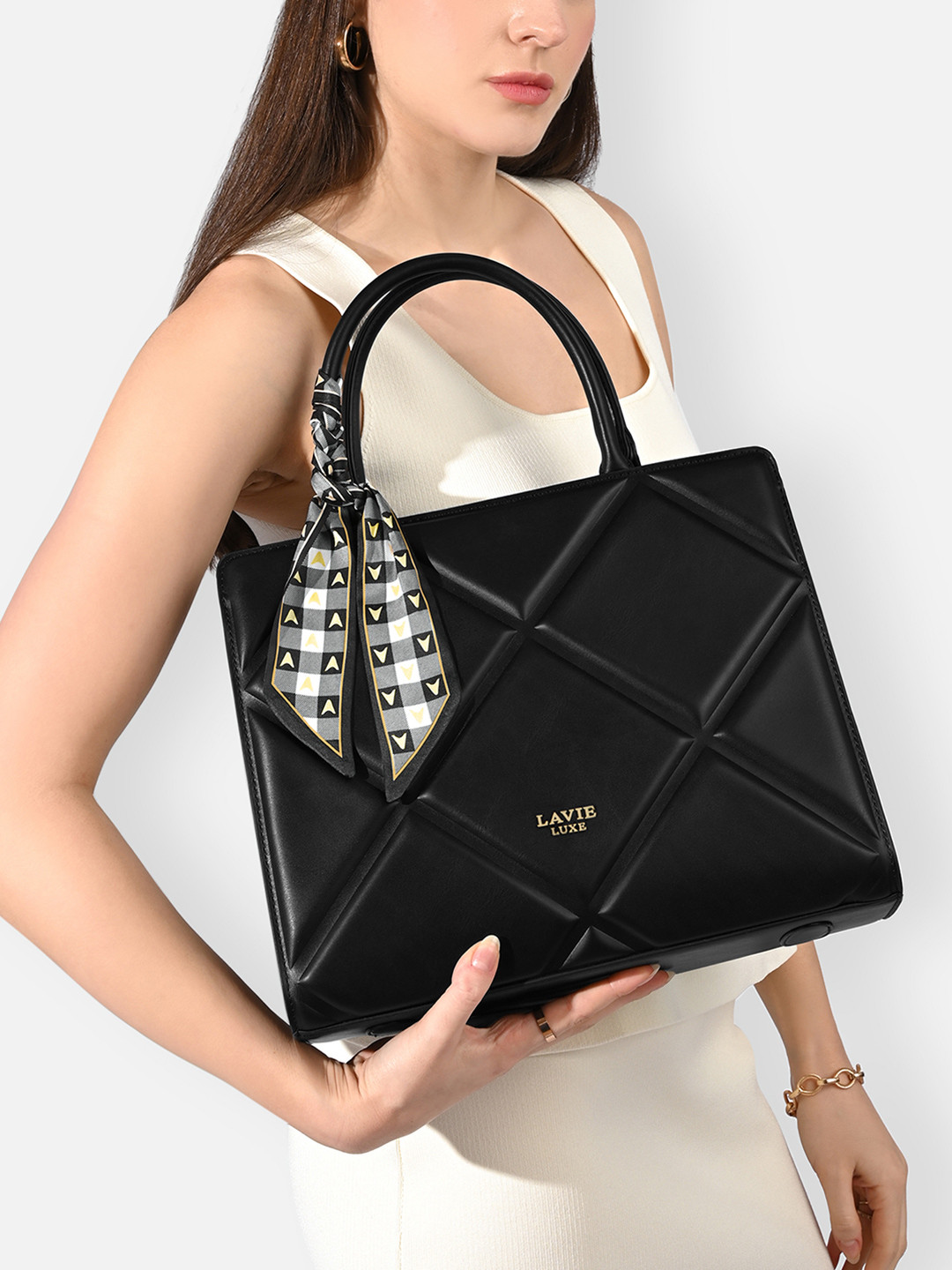 LAVIE LUXE Women Solid Structured Shoulder Bag with Scarf